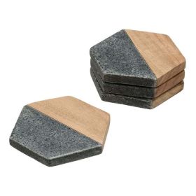 Better Homes & Gardens 4-Piece Wood and Stone Coaster Set