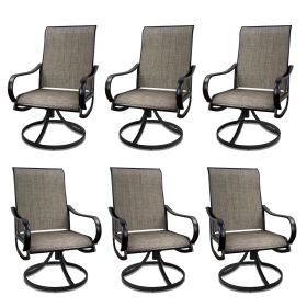 MEOOEM Patio Textilene Swivel Chairs 6PCS Outdoor Dining Chairs with Mesh Fabric Weather Resistant Furniture for Garden Backyard