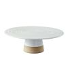 Better Homes & Gardens Abbott Exposed Clay Stoneware Pedestal Cake Stand, White Speckled, 3.52lbs