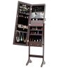 Jewelry Cabinet with Full-Length Mirror, Standing Lockable Jewelry Armoire Mirror Organizer