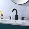 3 Hole Bathroom Sink Faucet 2 Handle Deck Mounted 360-Degree Swivel Matte Black Vessel Basin Faucet RBF61017MB