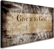 Canvas Wall Art for Bedroom - Christian Quote Sayings Wall Decor - Give it to God and go to Sleep Sign Canvas Prints Picture Stretched Framed Artwork